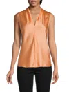 Renee C Women's V Neck Satin Top In Melon