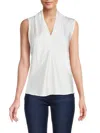 Renee C Women's V Neck Satin Top In White