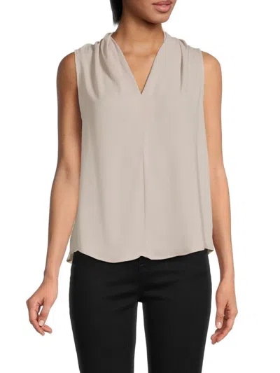 Renee C Women's V Neck Sleeveless Blouse In Beige