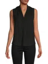 Renee C Women's V Neck Sleeveless Blouse In Black