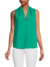 Renee C Women's V Neck Sleeveless Blouse In Jade