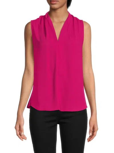 Renee C Women's V Neck Sleeveless Blouse In Magenta