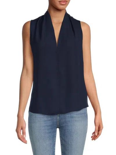 Renee C Women's V Neck Sleeveless Blouse In Navy