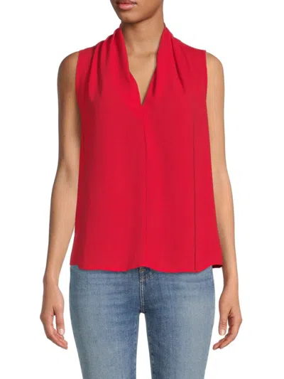 Renee C Women's V Neck Sleeveless Blouse In Red