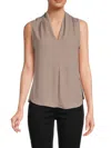 Renee C Women's V Neck Sleeveless Blouse In Taupe