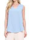 Renee C Women's V-neck Sleeveless Top In Blue
