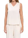 Renee C Women's V-neck Sleeveless Top In Linen