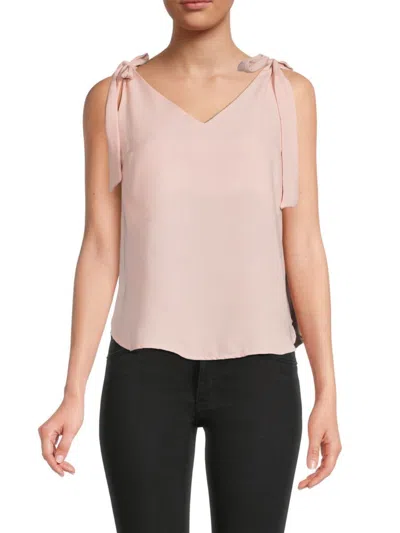 Renee C Women's V Neck Tie Shoulder Top In Pink