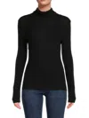 Renee C Women's Waffle Knit Turtleneck Top In Black