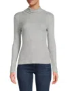 Renee C Women's Waffle Knit Turtleneck Top In Grey