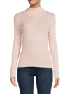 Renee C Women's Waffle Knit Turtleneck Top In Pink
