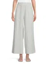 Renee C Women's Wide Leg Linen Blend Pants In Blue Ivory