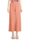 Renee C Women's Wide Leg Linen Blend Pants In Coral