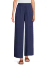 Renee C Women's Wide Leg Linen Blend Pants In Navy