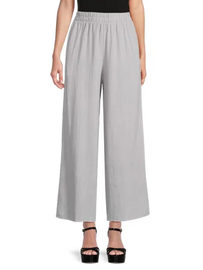 Renee C Women's Wide Leg Linen Blend Pants In Silver