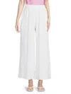 Renee C Wide Leg Linen Blend Pants In White