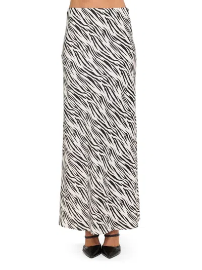 Renee C Women's Zebra Print Satin Maxi Skirt In Animal Print