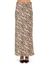 Renee C Women's Zebra Print Satin Maxi Skirt In Brown