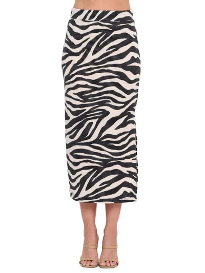 Renee C Women's Zebra Print Sheath Midi-skirt In Black Multicolor