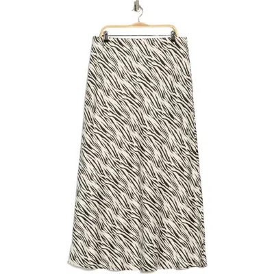 Renee C Zebra Print Satin Maxi Skirt In Neutral