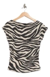 Renee C Zebra Stripe Cap Sleeve Ribbed Top