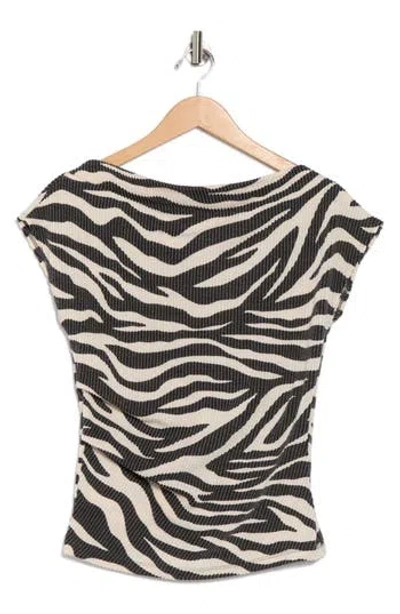 Renee C Zebra Stripe Cap Sleeve Ribbed Top