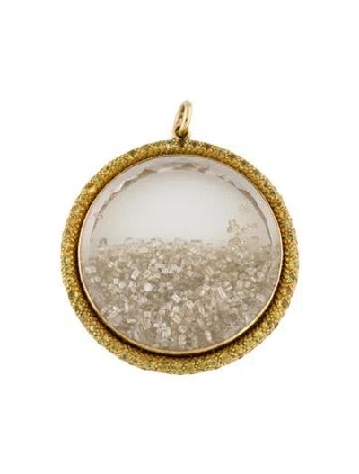 Pre-owned Renee Lewis 18k 2.49ct Sapphire & Diamond Shaker Pendant, 1.75" In Multi