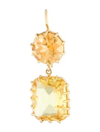 Pre-owned Renee Lewis 18k 5.57ct Synthetic Sapphire & Citrine Single Drop Earring In Multi