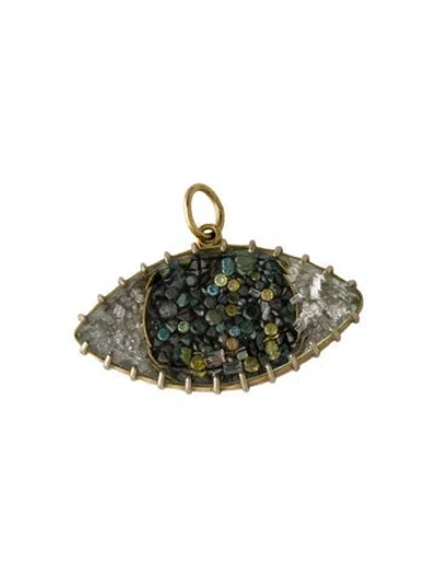 Pre-owned Renee Lewis 18k Diamond Evil Eye Pendant In Multi