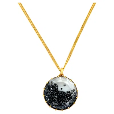 Pre-owned Renee Lewis , Black Diamond Shaker Pendant Necklace 18k Yellow Gold