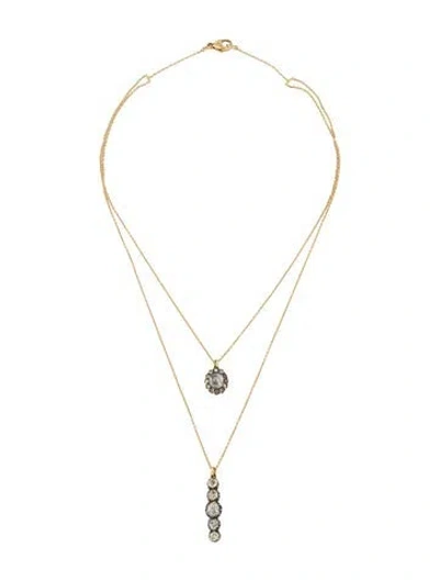 Pre-owned Renee Lewis Diamond Layered Pendant Necklace, 18" In Multi