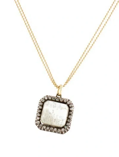 Pre-owned Renee Lewis Vintage 18k Diamond Crushed Crystal Shake Pendant Necklace, 16" In Multi