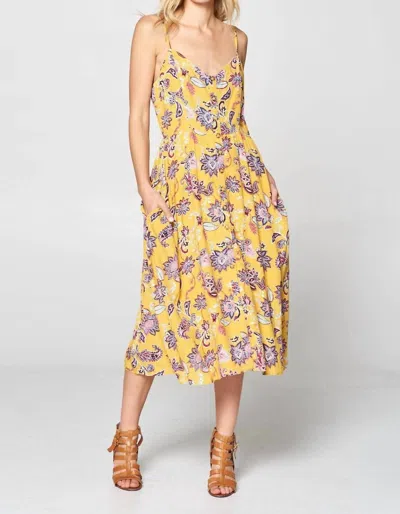 Reneec. Boho Paisley Button Down Dress In Yellow