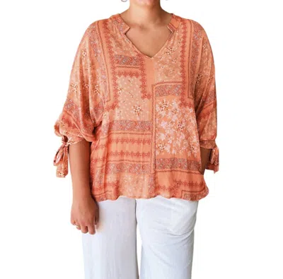 Reneec. Boho Paisley Top - Plus In Coral In Orange