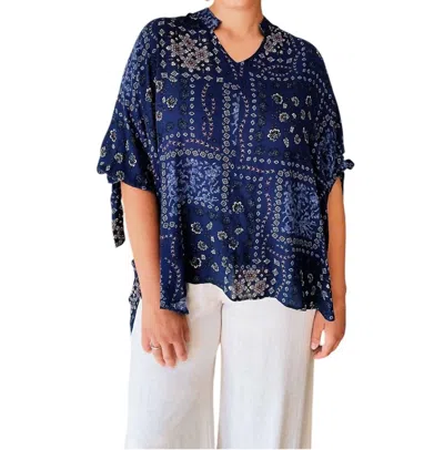 Reneec. Boho Paisley Top - Plus In Navy In Blue