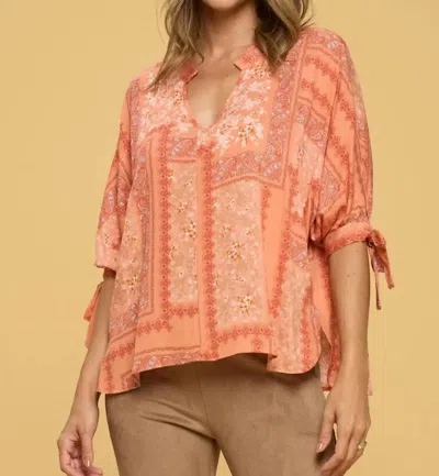 Reneec. Boho Paisley Top In Coral In Pink