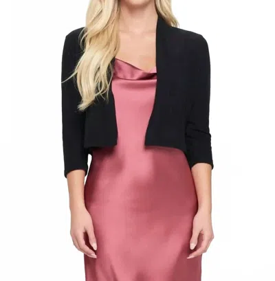 Reneec. Brushed Knit Cashmere Like Bolero Cardigan In Black In Pink