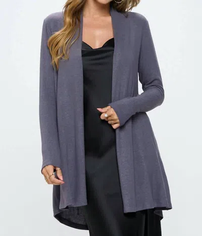 Reneec. Brushed Knit Draped Cardigan With Cashmere Feel In Dark Cement In Gray