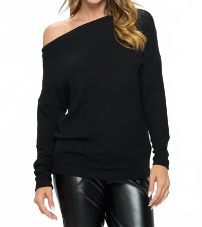 Reneec. Brushed Knit Off The Shoulder Top In Black