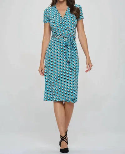 Reneec. Dianne Wrap Dress In Teal/orange In Multi