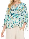 Reneec. Floral Print Blouse In White/green In Multi