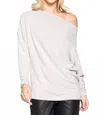 Reneec. Knit Off The Shoulder Top In Heather Grey In Multi