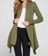 Reneec. Luxe Layer Asymmetric Ribbed Cardigan In Green