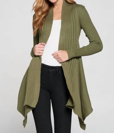 Reneec. Luxe Layer Asymmetric Ribbed Cardigan In Green