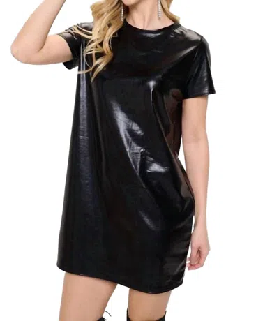 Reneec. Metallic Short Sleeve Dress In Black