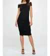 Shop Reneec. Off Shoulder Midi Bodycon Dress In Black