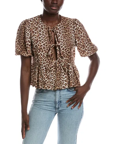 Reneec. Renee C Puff Sleeve Top In Brown