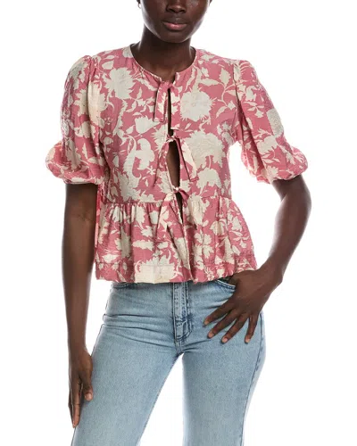 Reneec. Renee C Puff Sleeve Top In Pink
