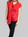 Reneec. Satin Cowl Neck Top With Scarf In Red In Red
