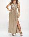 Reneec. Sleeveless Metallic Maxi Dress In Gold In Gold